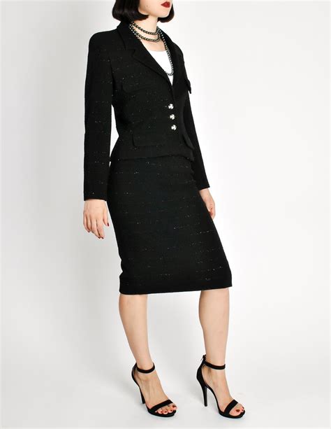 vintage chanel suit black|vintage chanel suit for sale.